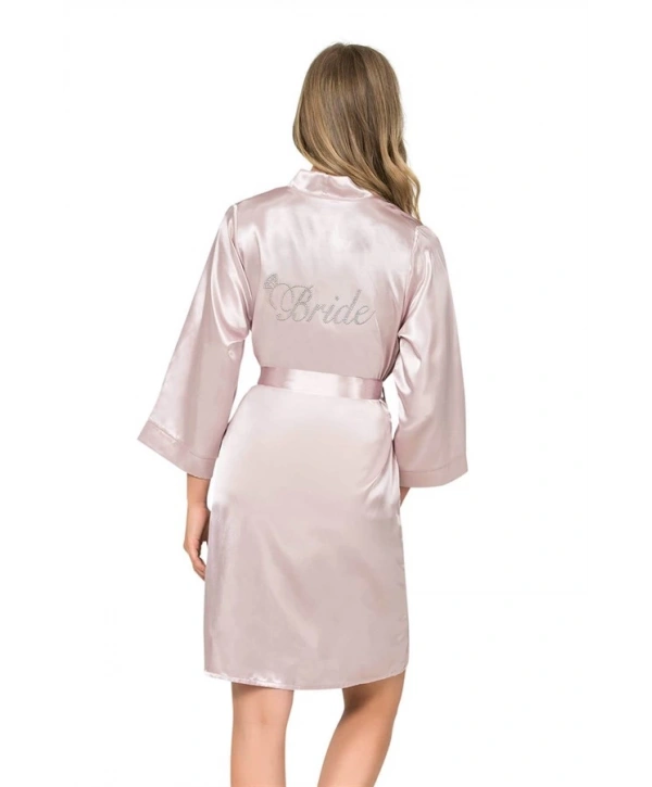 Morliva Pudra Kısa Saten Bride Sabahlık