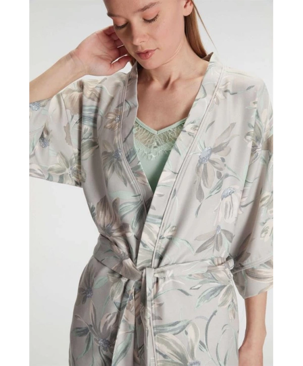 Morliva   Sabahlık Atlet ve Pantolon Takım Pamuklu Pijama Set