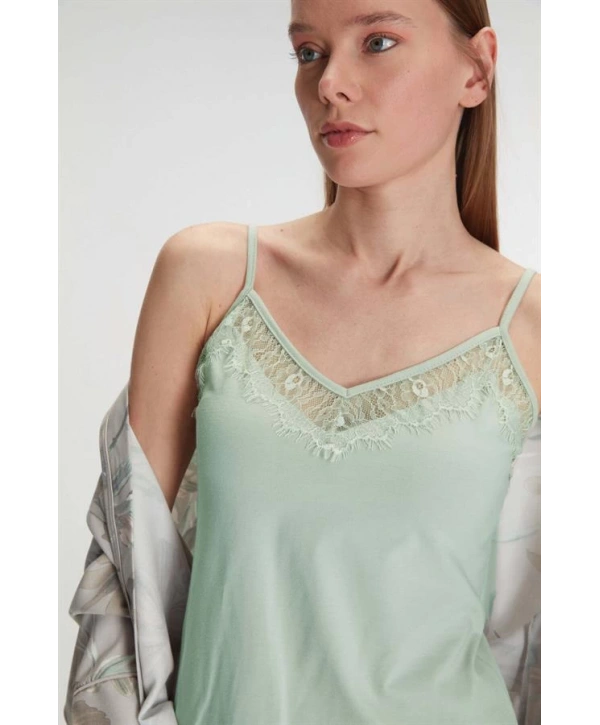 Morliva   Sabahlık Atlet ve Pantolon Takım Pamuklu Pijama Set