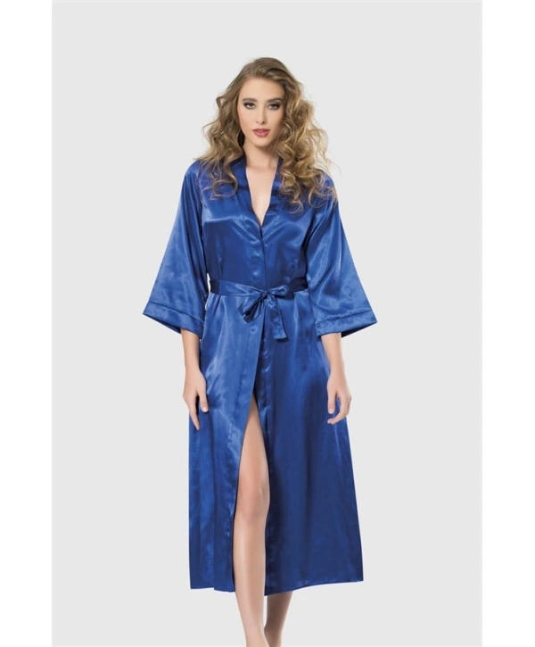 Morliva Saks Uzun Saten Sabahlık