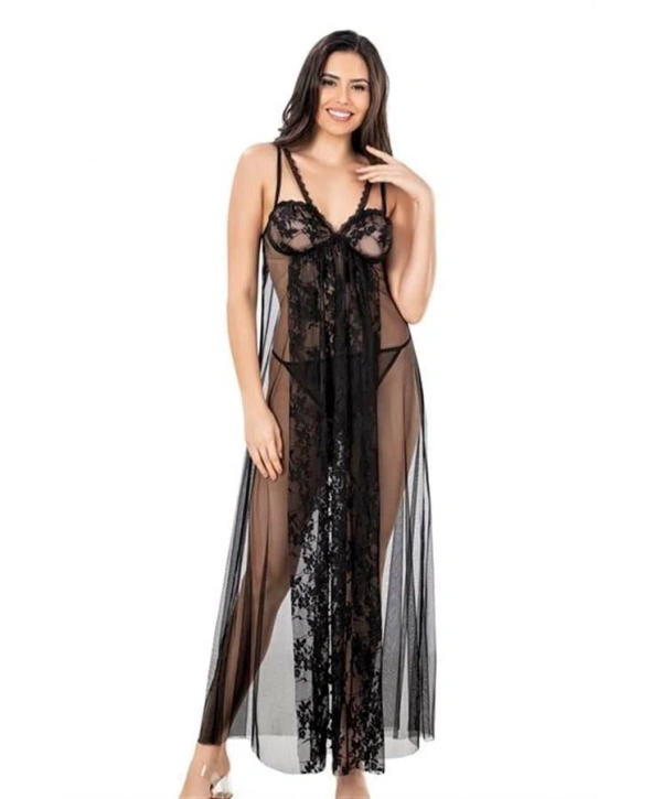 Morliva  Siyah Kısa Tül Gecelik