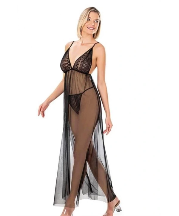 Morliva  Siyah Kısa Tül Gecelik