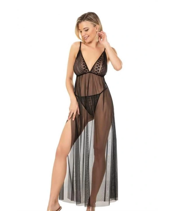 Morliva  Siyah Kısa Tül Gecelik