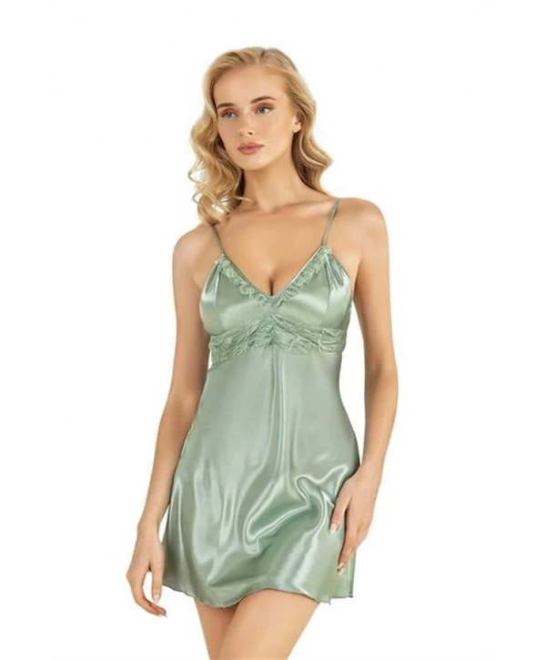 Morliva  Su Yeşili Kısa Saten Gecelik