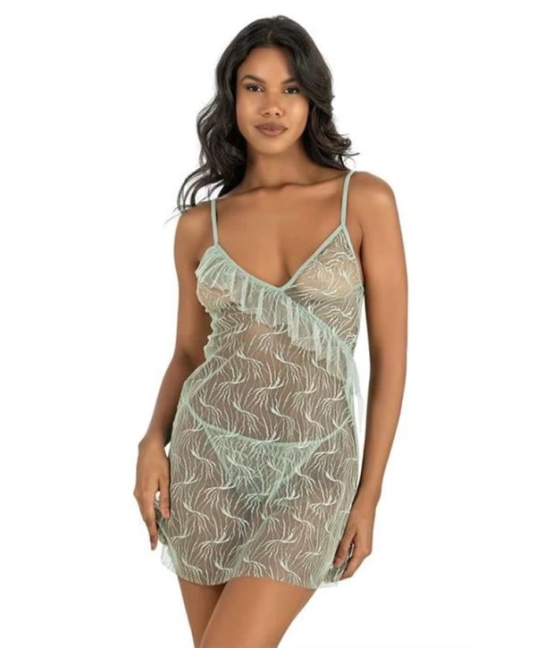 Morliva  Su Yeşili Kısa Tül Gecelik 4221