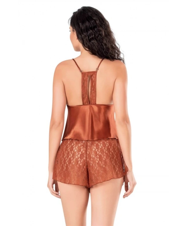 Morliva Tarçın Saten Babydoll Şort Takımı