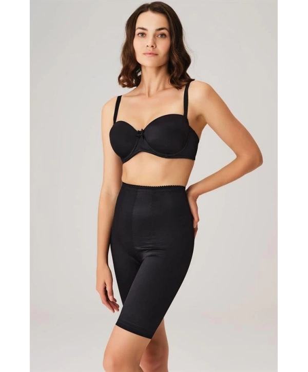 Morliva Toparlayıcı Bel ve Bacak İnceltici Dikişli Uzun Paçalı Orta Bel Sıkı Şort Korse