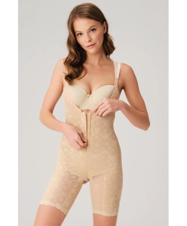 Morliva  Toparlayıcı Vücut İnceltici Dikişli Fermuarlı Uzun Paca Altı Açık Sıkı Badi Korse