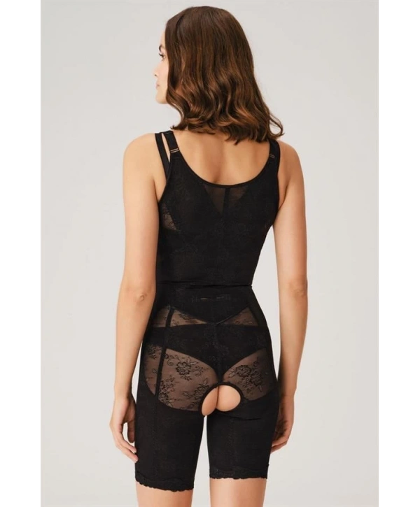 Morliva Toparlayıcı Vücut İnceltici Dikişli Fermuarlı Uzun Paca Altı Açık Sıkı Badi Korse