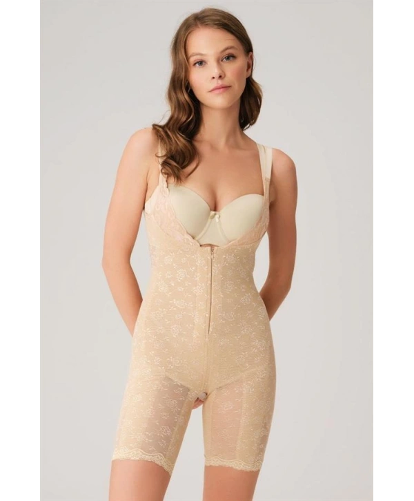 Morliva  Toparlayıcı Vücut İnceltici Dikişli Fermuarlı Uzun Paca Altı Açık Sıkı Badi Korse