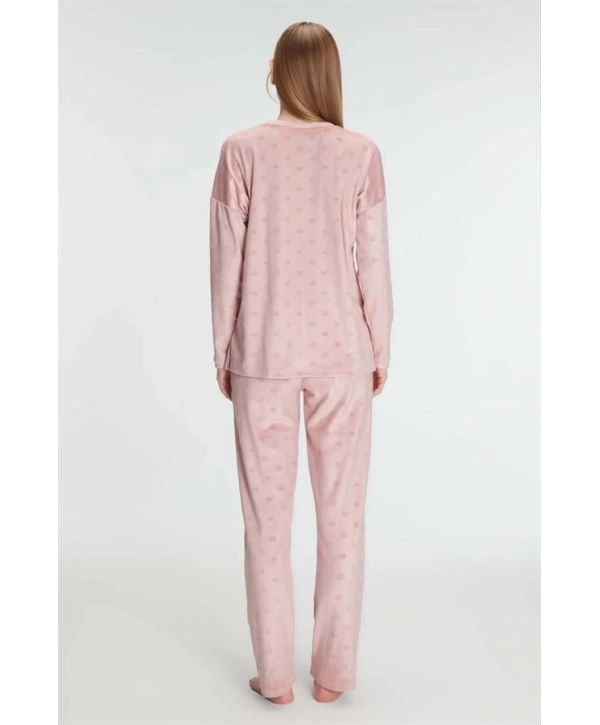 Morliva  Uzun Kol V Yaka Sweatshirt ve Pantolon Takım Pijama Takımı