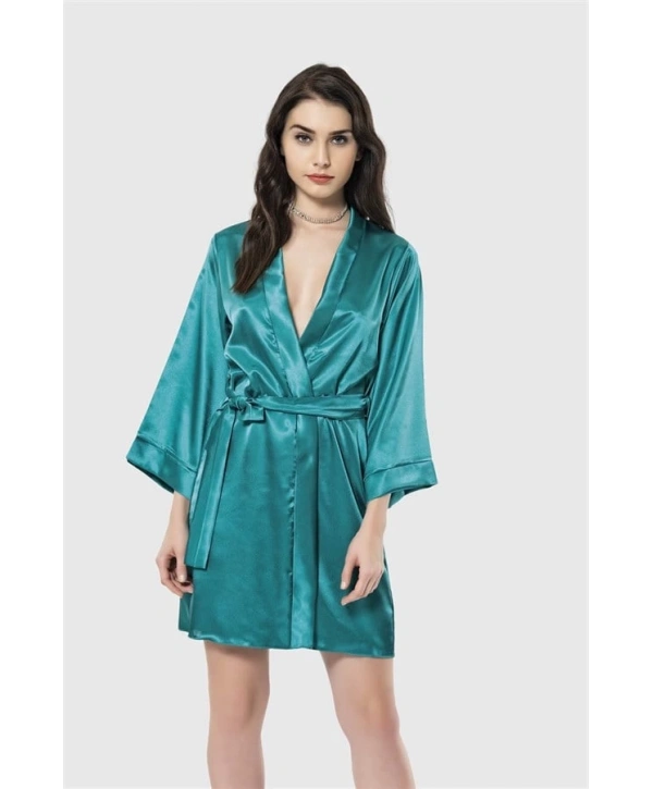 Morliva  Zümrüt Kısa Saten Sabahlık