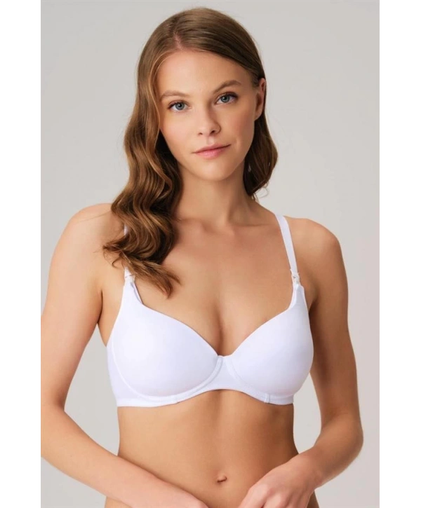 Balensiz Lohusa Önden Açılan Yumuşak Süngerli Beyaz Emzirme Sütyeni