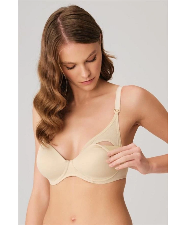 Balensiz Lohusa Önden Açılan Yumuşak Süngerli Ten Emzirme Sütyeni