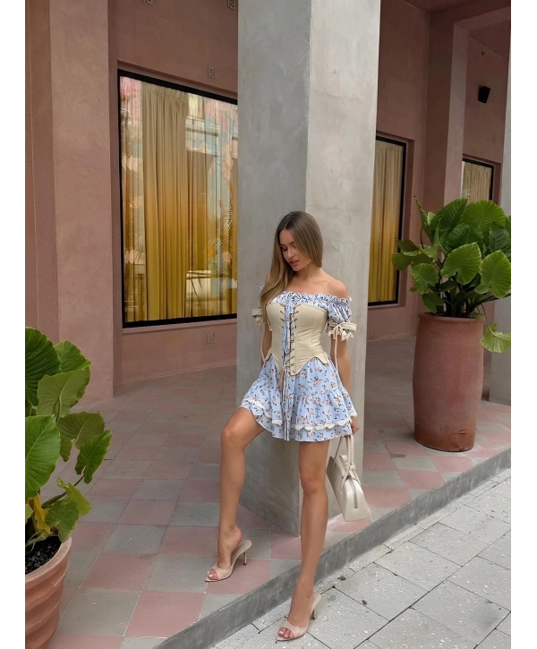 CAMİLLA CORSET ELBİSE SET MAVİ