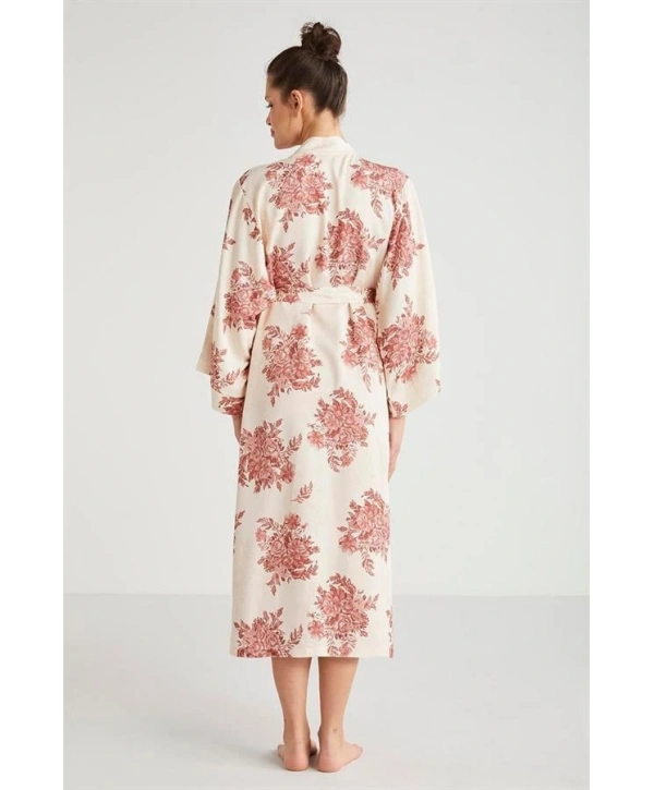 Catherines %100  Viskon Çiçek Desen 2li Sabahlık Gecelik Takımı