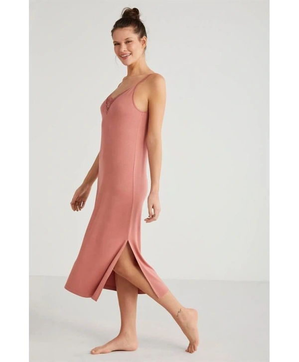 Catherines %100  Viskon Çiçek Desen 2li Sabahlık Gecelik Takımı