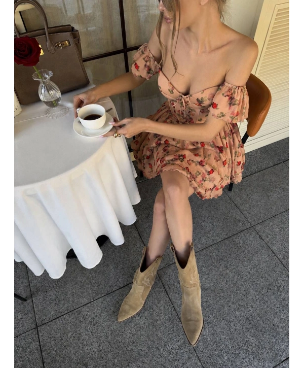 DARYA KORSELİ ELBİSE BEJ