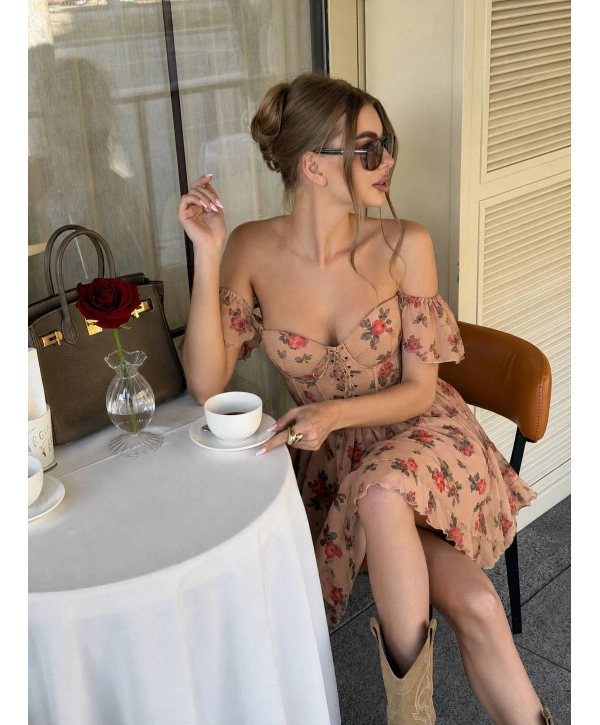 DARYA KORSELİ ELBİSE BEJ
