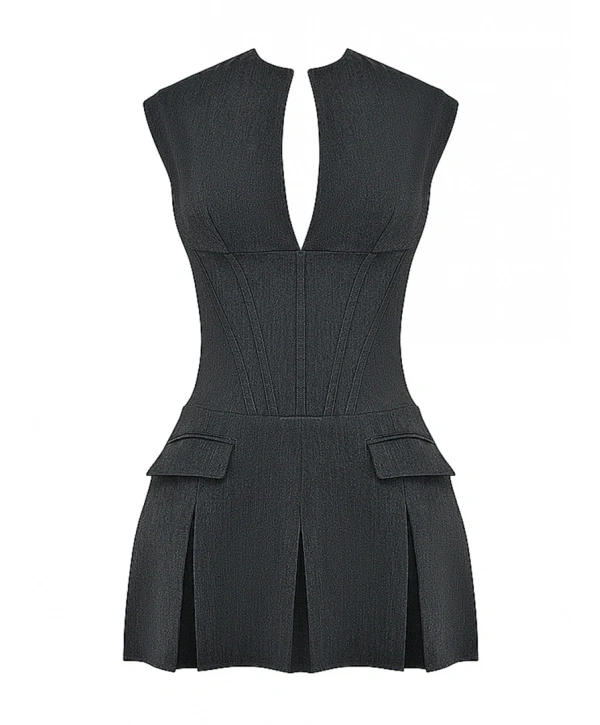 ELEANOR POLİVİSKON ELBİSE GRİ