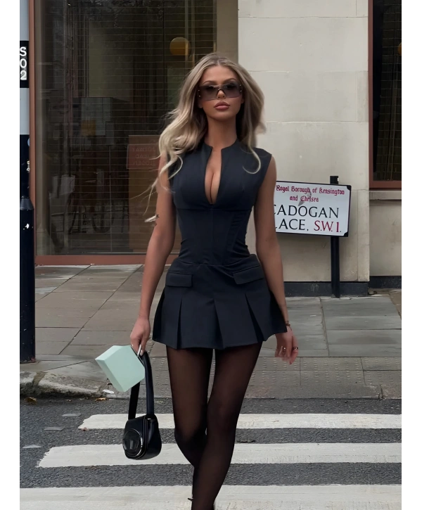 ELEANOR POLİVİSKON ELBİSE GRİ