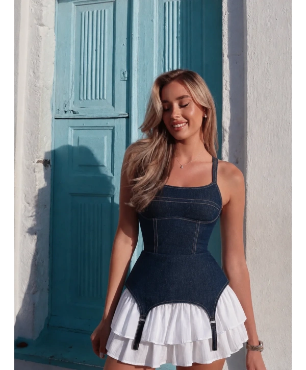 EVA DENIM ELBİSE MAVİ