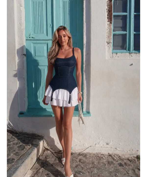 EVA DENIM ELBİSE MAVİ