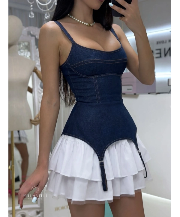 EVA DENIM ELBİSE MAVİ