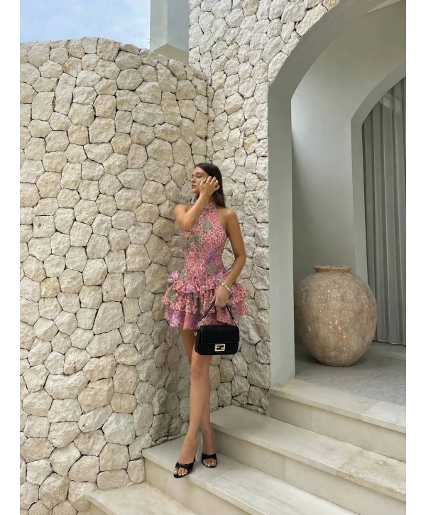 HERA VOLANLI ELBİSE ÇİÇEKLİ