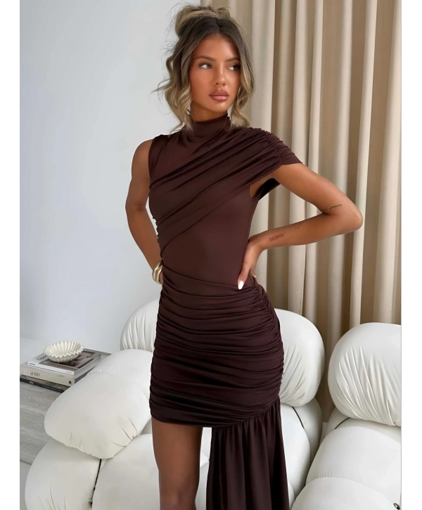 IRINA SANDY ELBİSE KAHVERENGİ