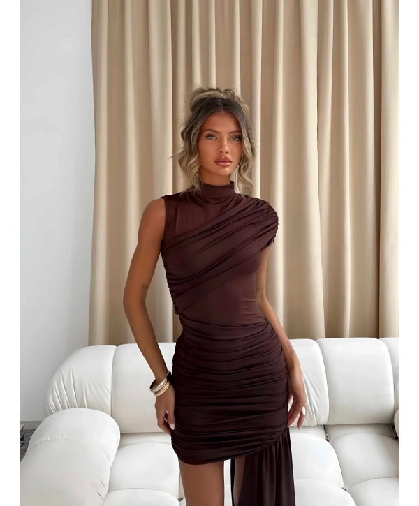 IRINA SANDY ELBİSE KAHVERENGİ