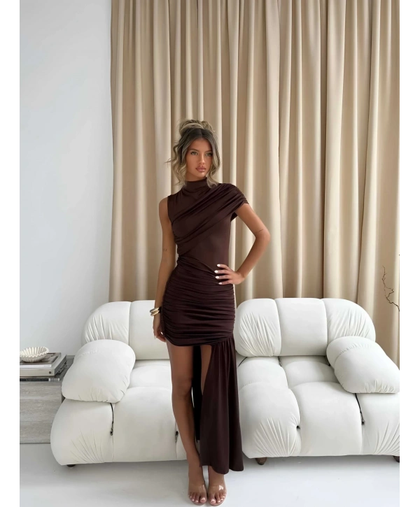IRINA SANDY ELBİSE KAHVERENGİ