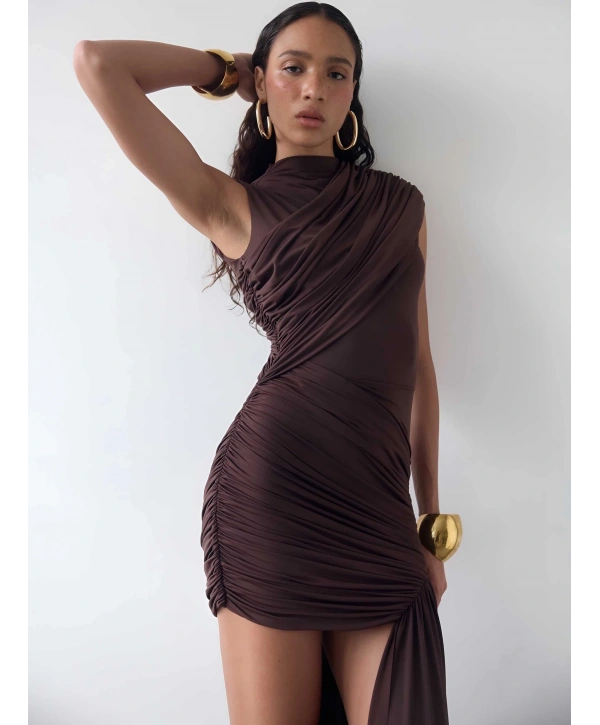 IRINA SANDY ELBİSE KAHVERENGİ