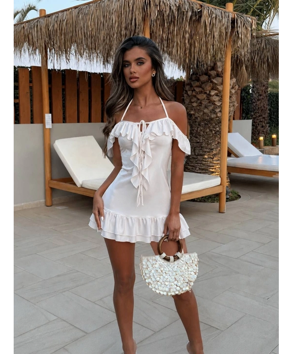 MARTINA SATEN ELBİSE BEYAZ