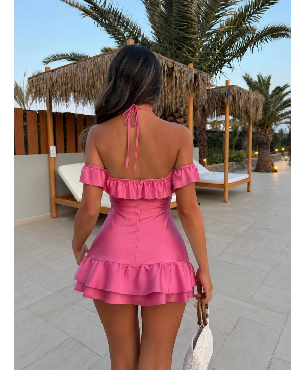 MARTINA SATEN ELBİSE PEMBE
