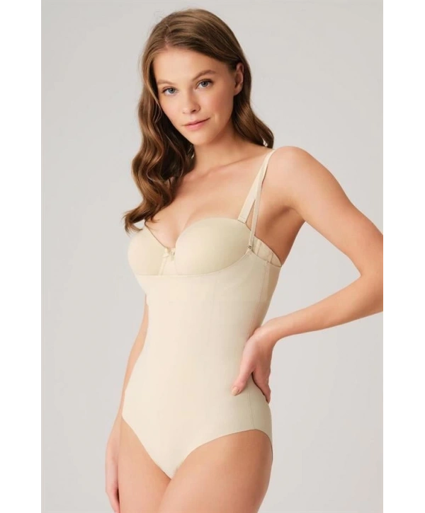 Mikro Kumaş Göğüs Altı Yapıştırma Paçaları Silikon Bantlı Alttan Kancalı Sıkı Badi Ten Korse