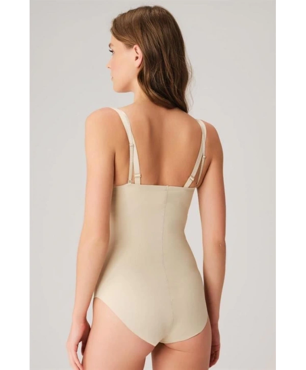 Mikro Kumaş Göğüs Altı Yapıştırma Paçaları Silikon Bantlı Alttan Kancalı Sıkı Badi Ten Korse