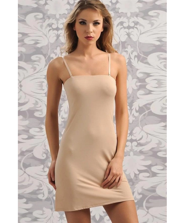 Mikropolyamid Kumaşlı Askıları Çıkabilen Straplez Kısa Elbise Altı Kombinezon