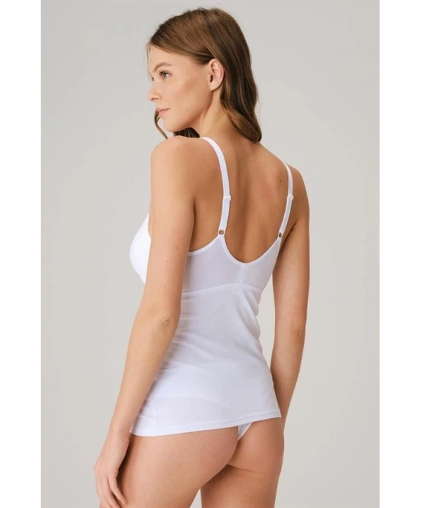 Modal Pamuklu Lohusa Önden Açılan Beyaz Emzirme Atleti