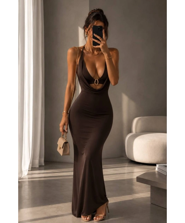 Morliva Aksesuar detaylı maxi boy elbise 4016