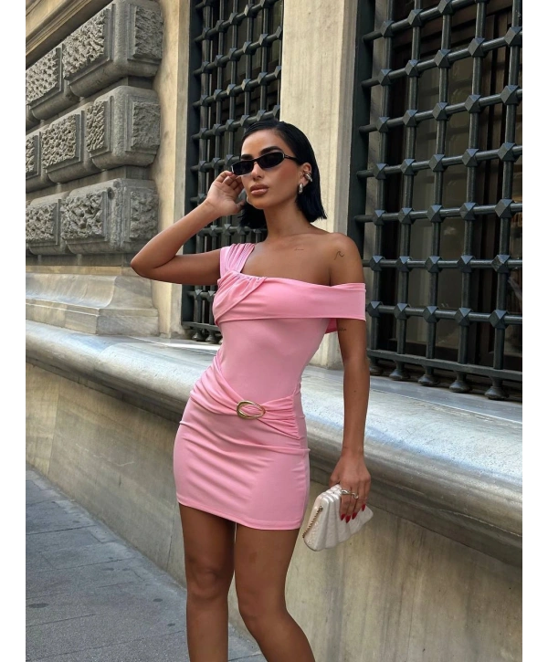  Morliva Aksesuar Detaylı Mini Boy Elbise