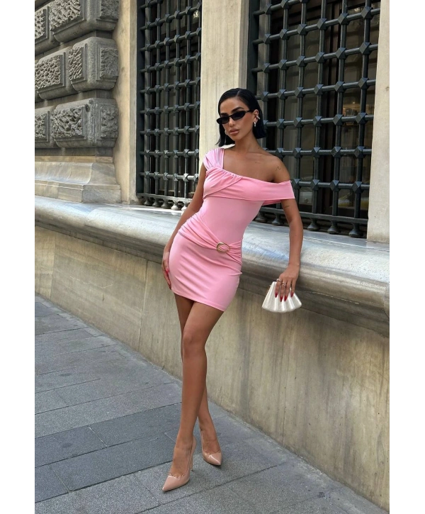  Morliva Aksesuar Detaylı Mini Boy Elbise