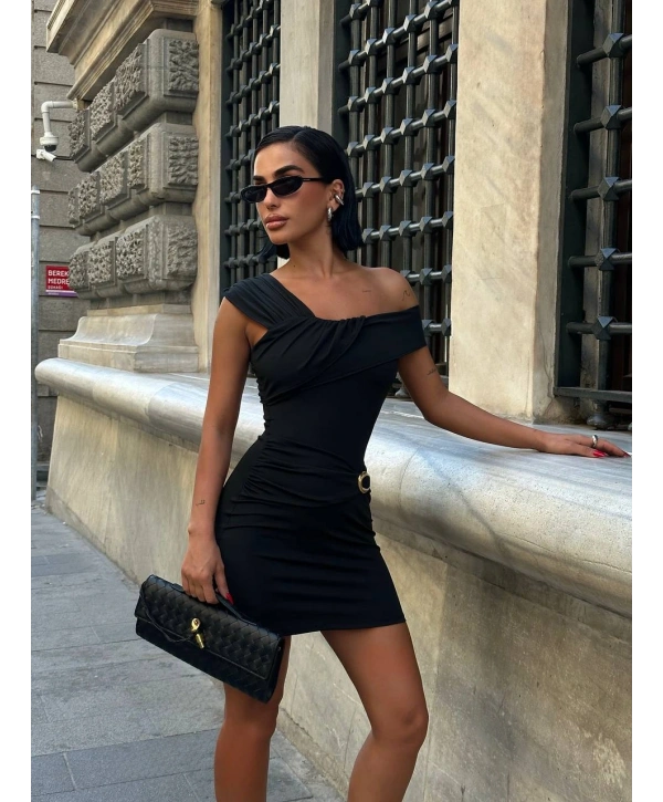  Morliva Aksesuar Detaylı Mini Boy Elbise