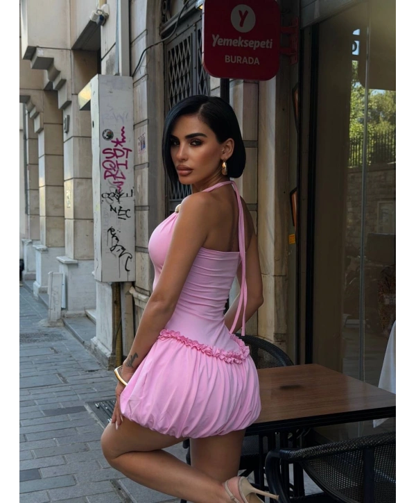 Morliva Aksesuarlı Mini Boy Elbise 1113