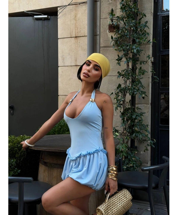 Morliva Aksesuarlı Mini Boy Elbise 1113