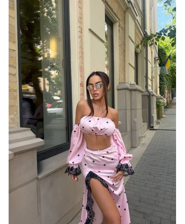 Morliva Allure Saten Takım Pembe