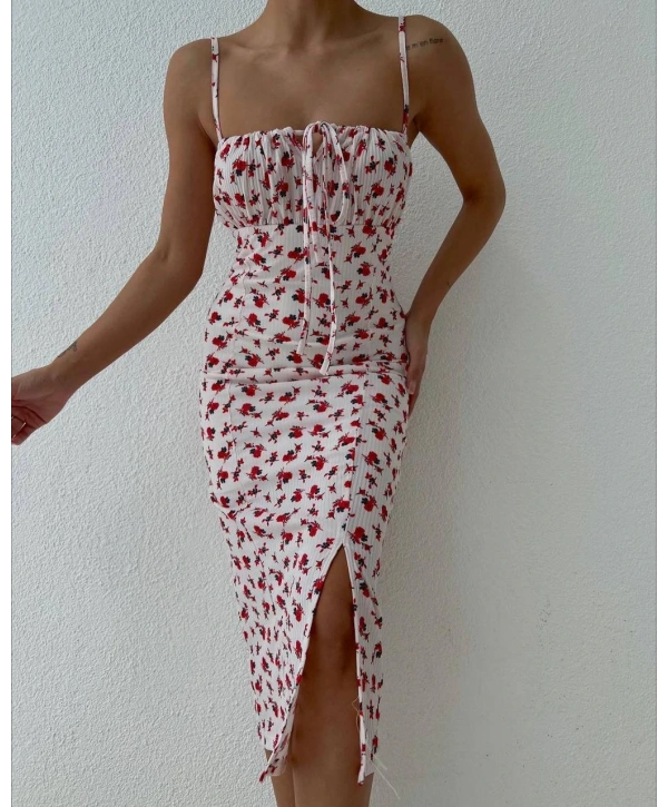 Morliva Askılı ip uzun elbise