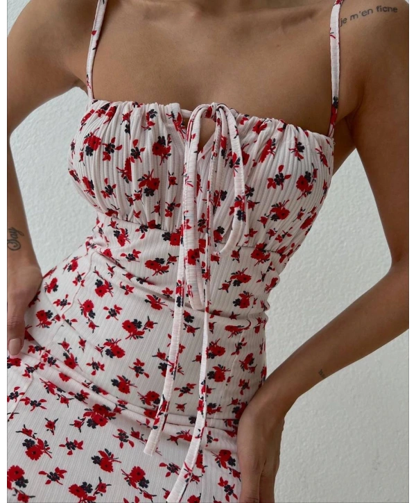 Morliva Askılı ip uzun elbise