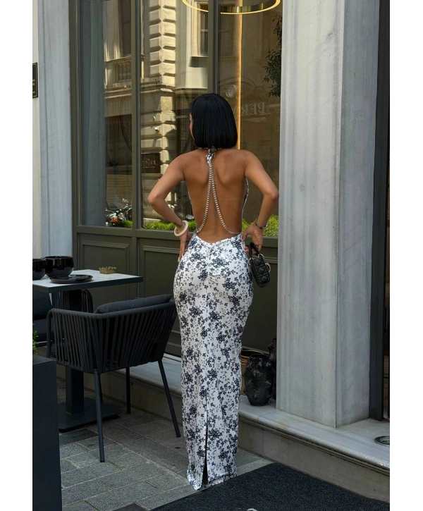 Morliva Astarlı Yırtmaçlı Sırt Zincir Detaylı Maxi Boy Elbise 790