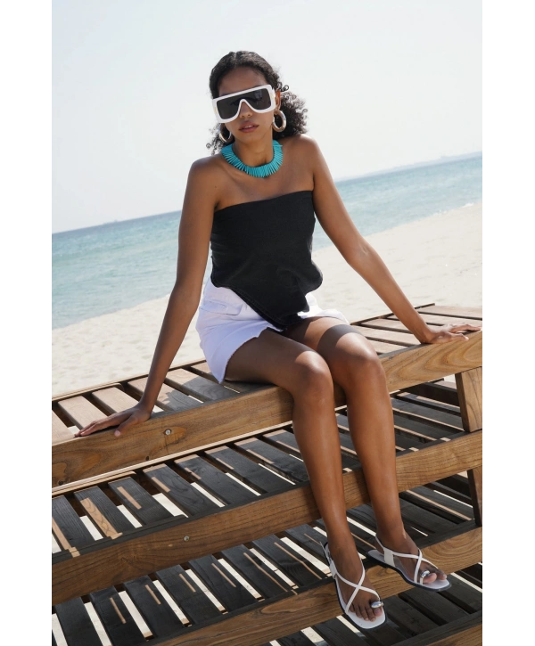 Morliva Bağlamalı Denim Crop